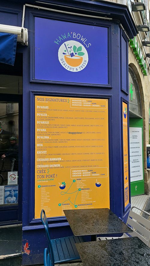 Menu at Hawa Bowls in Nantes