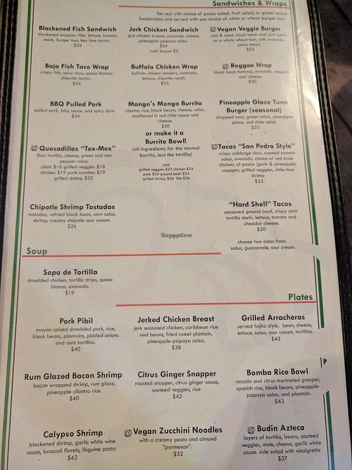 Menu1 at Wild Mango's in San Pedro