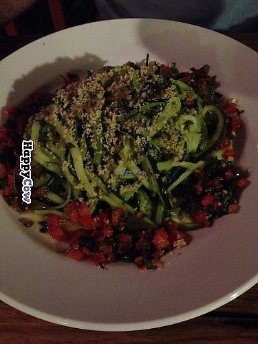 Vegan pesto and zucchini noodles - mmm! at Wild Mango's in San Pedro