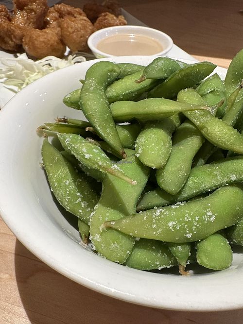Steamed edamame   at Nishiki Ramen in Plano