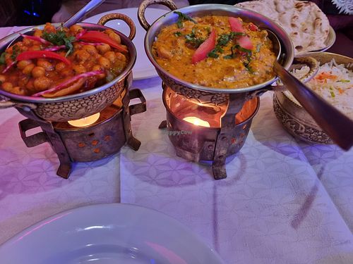 Chana Masala & Eggplant Curry at Le Taj Mahal in Saint-gervais-les-bains