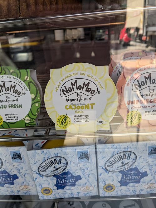 Vegan cheeses and butter at Pofta de Paine in Otopeni