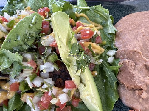 Tempeh tacos. They’re served on lettuce instead of tortillas    at El Sueño in San Diego