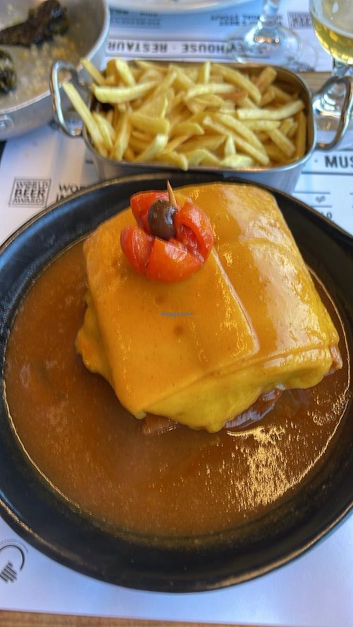 Francesinha  at Cervejaria Praxis in Coimbra