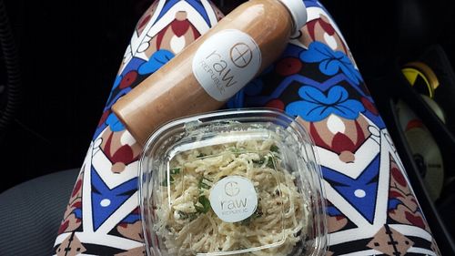 Truffle mac n "cheese" w kelp noodles  at Raw Republic in New Orleans