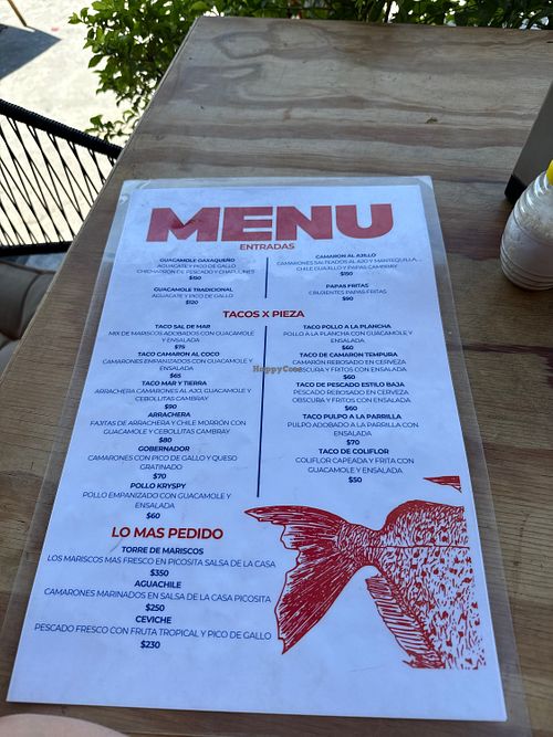 Current menu   at Sal de Mar in Puerto Escondido