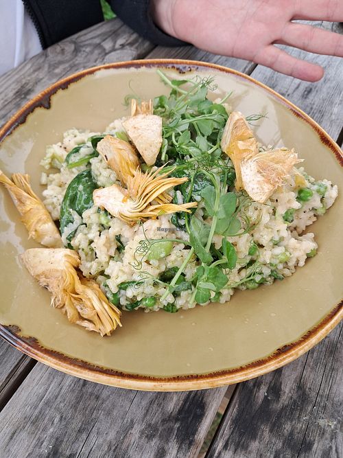 Artichoke risotto at The Bower Inn in Somerset