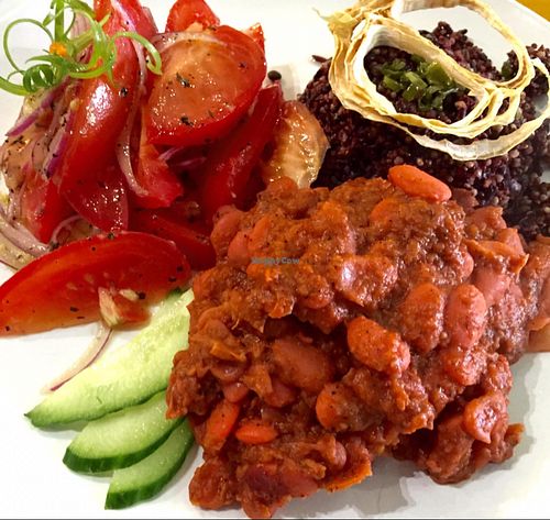 tomato salad with Lima beans and mixed rice/quinoa at Wild Scallion in Penticton
