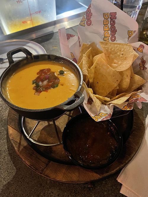 Chips with queso and salsa  at Nacho Daddy - Downtown in Las Vegas