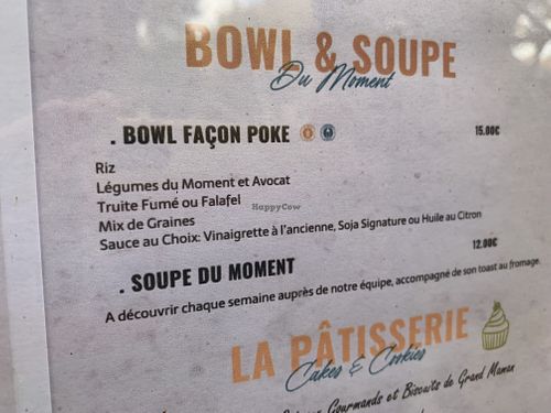 The vegan option in the menu   at La Théothèque in Aix-les-bains