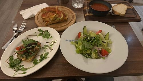 Minestrone soup, bruschetta, crostini, and Greek salad.   at The Little Venice Restaurant in Dublin