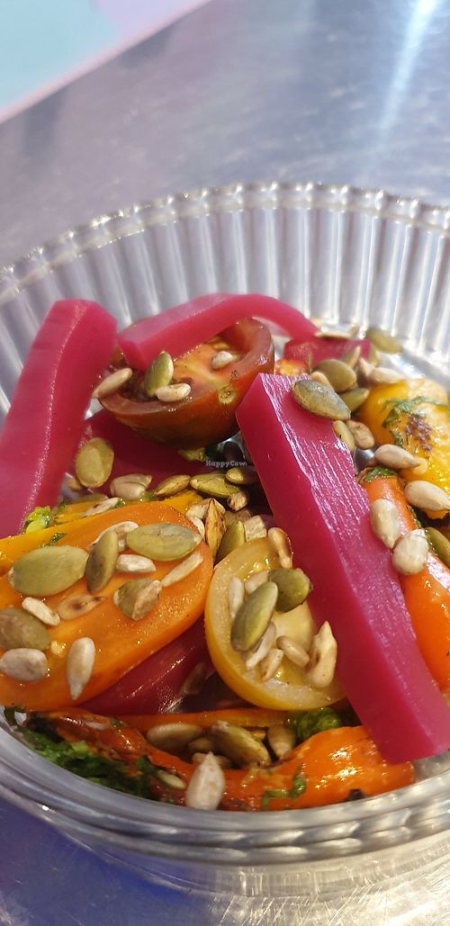 Beetroot jelly, heirloom tomatoes at Shu in Collingwood