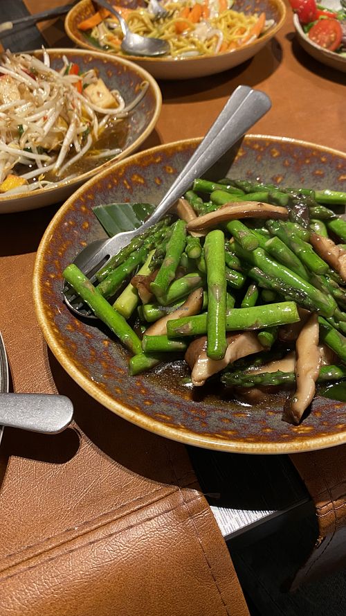 Green asparagus with mushrooms  at Boo Raan in Knokke-heist