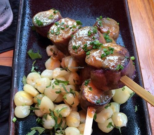 Eggplant skewers with Peruvian corn at SushiSamba in Miami Beach