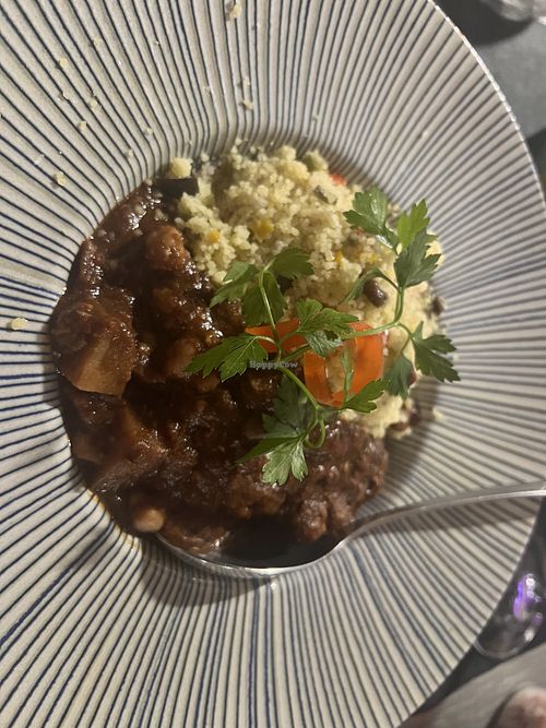 Aubergine and chickpea tagine with couscous  at Da Silva's Restaurant in Quesada