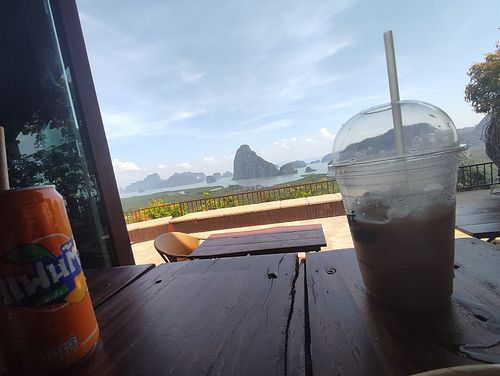 Frozen almond latte at Bay View Cafe in Phang Nga