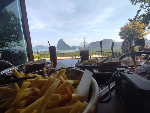 Didn't realise our sandwiches came with fries! at Bay View Cafe in Phang Nga