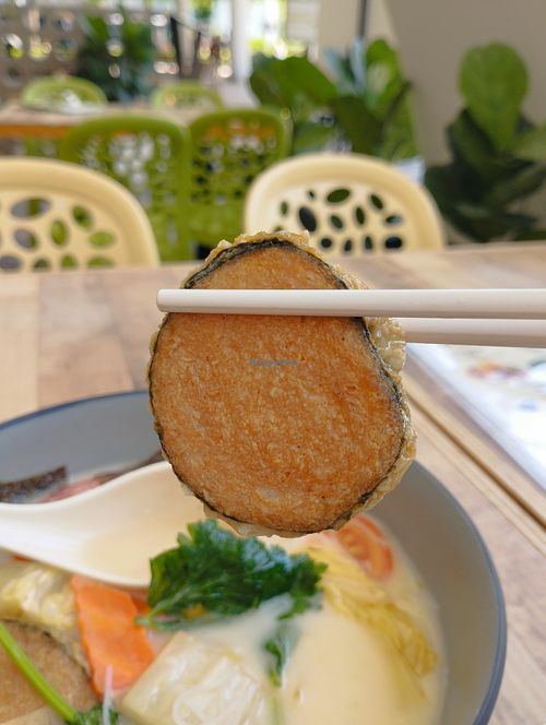 Nice! vegetarian fish slice x3 in this bowl of noodle  at Nature Cafe - SMU - 自然疏食 in Central Singapore