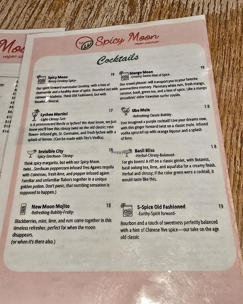 Menu at Spicy Moon - Chelsea in New York City