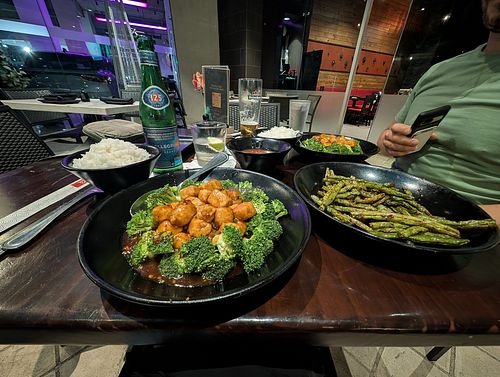 Ma po tofu and spicy green beans at P.F. Chang's in San Jose