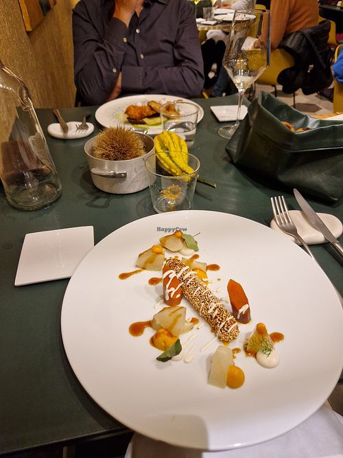 Carota cotta nel tè nero, panata e con maio veg at Collegio Culinario in Lucca