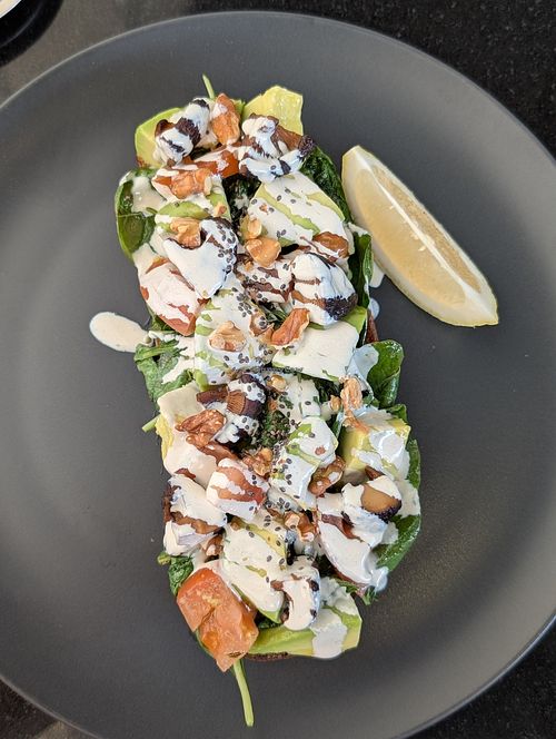 Veggie toast with sesame dressing at Option Coffee Bar in Udon Thani