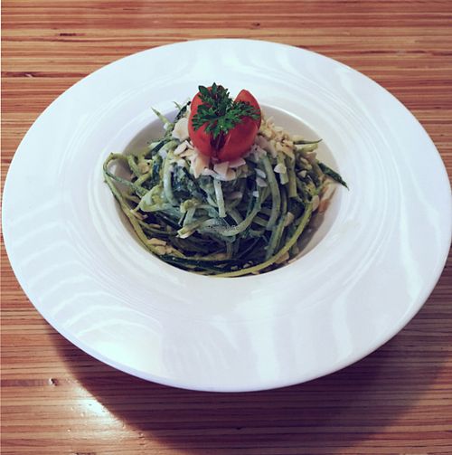zucchini pasta with pesto!  at Cafe Ukrop II in St Petersburg