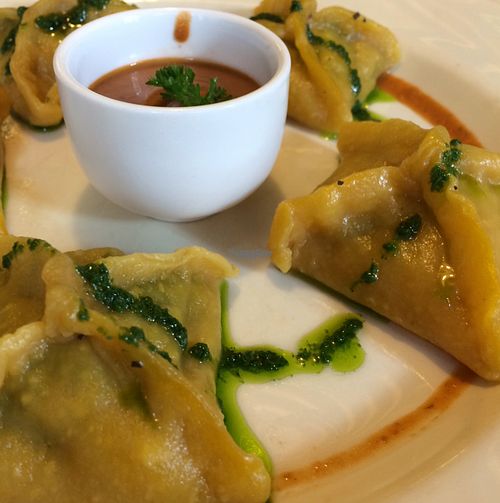 Ravioli with spinach and tofu at Cafe Ukrop II in St Petersburg
