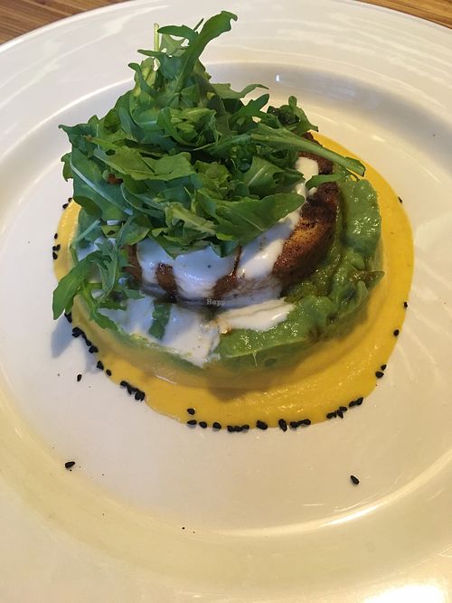 Garnished tofu steak  at Cafe Ukrop II in St Petersburg