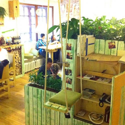 They have swings as chairs! at Cafe Ukrop II in St Petersburg