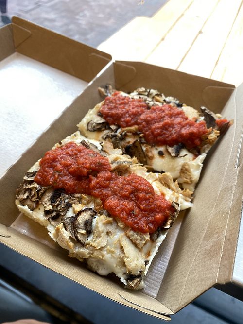 My own vegan pizza creation 💖🍕😋 Satisfying!! Vegan Cheese was gooey and very yummy!  at Joyride Pizza - Market St in San Francisco