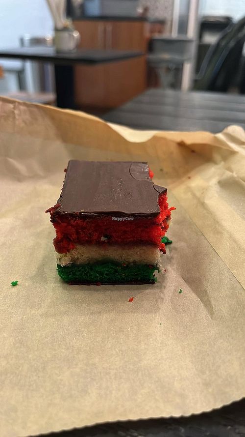 Vegan rainbow cake   at Parva Coffee in Jackson Heights