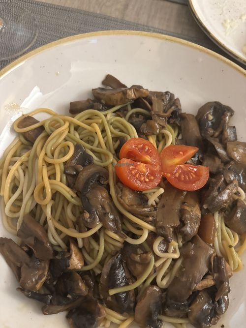 Pasta w mushrooms and soy sauce.   at O Galã in Machico