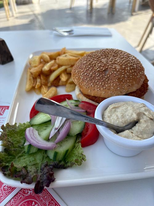Vegan sides and hummus  at Mangas Restaurant in Ayia Napa