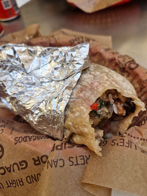 Sosfritas, black bean and rice burrito at Chipotle  in South West London