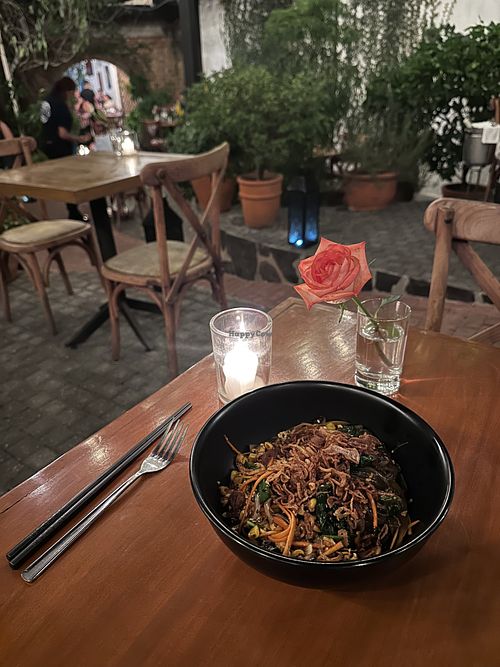 Vegan Japchae made with Tamari (GF soy sauce)  at Bonito Kitchen & Bar in Puerto Vallarta