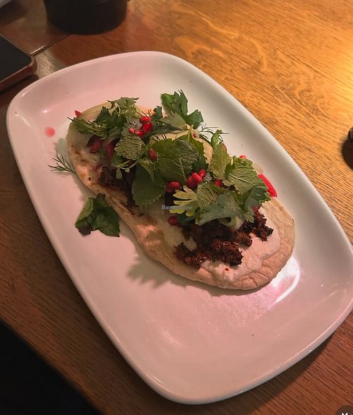 Lamb style flatbreadd  at The Five Bells by Lussmanns in Berkhamsted