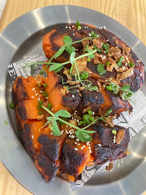 Roasted miso sweet potato.
 at Rice Paper in Lanzarote