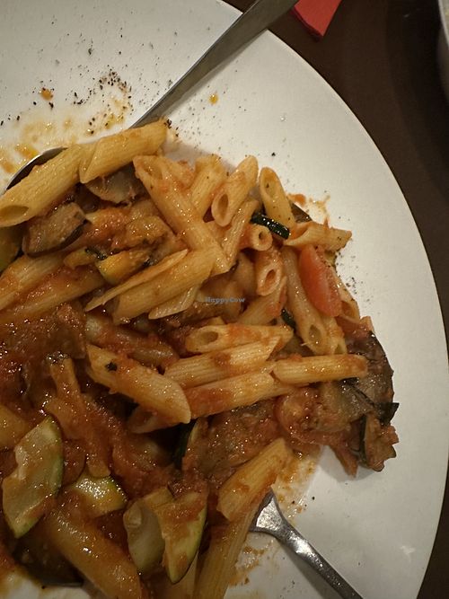 Pasta in Tomatensoße mit Zucchini + Aubergine  at Il Piccolo Italiano in Krefeld