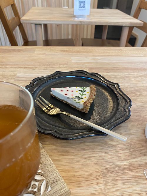 Delicious tea and raw cheesecake! at PLANT-BASED CAFE ANDPON in Osaka