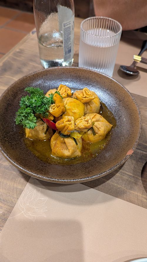 Stuffed tofu skin at Buông Vegan Restaurant in Thai Nguyen
