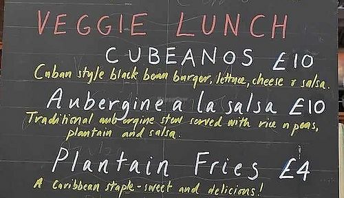 Menu at Los Cubanos in Stroud