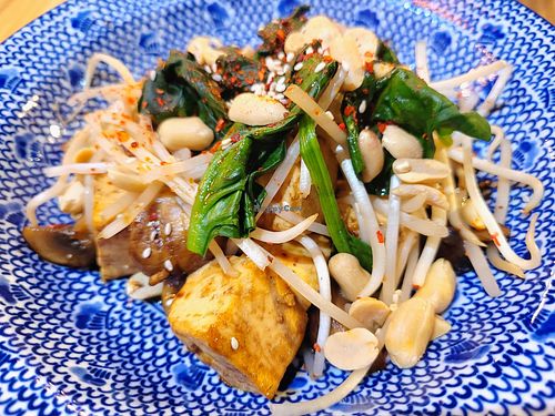 Vegan fried tofu with mushrooms. In a super tasty sauce. at Tokyo Ramen - Токио Рамен - Panfilov in Almaty