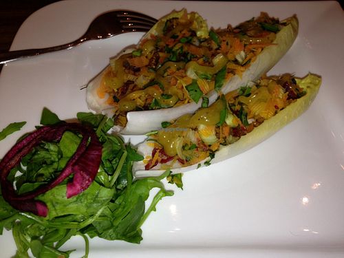 LoVegan endive (they appear a bit bigger because the fork is a salad fork) at LoVegan in Bucharest