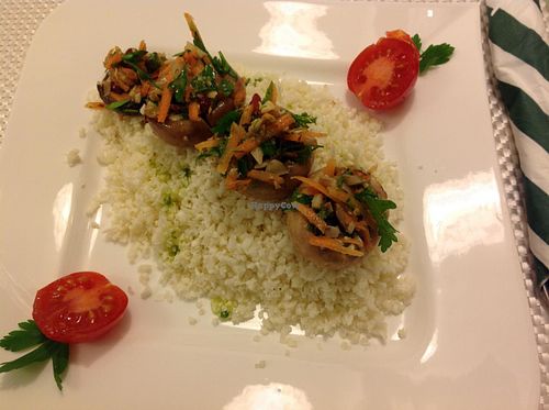 stuffed mushrooms at LoVegan in Bucharest