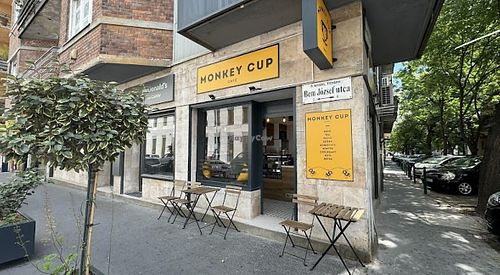 Entrance of the coffee bar  at Monkey Cup Cafe in Budapest