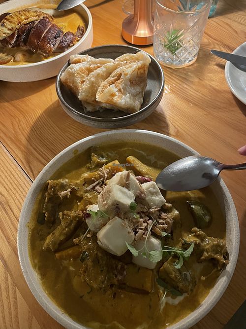 Yellow curry and roti  at Dee Den in Buderim