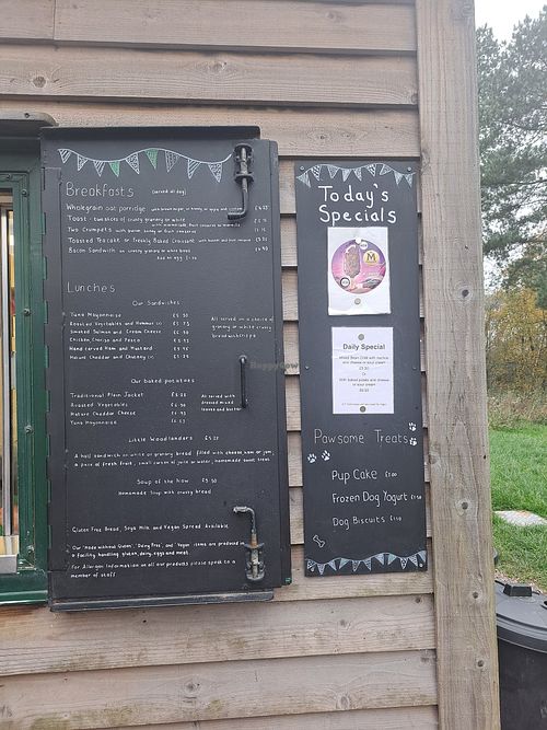 Main menu at Haughmond Hill Café in Shrewsbury