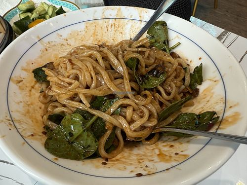 Vegetarian Dan Dan Noodles (mushroom and tofu)  at Dumpling Union in San Francisco