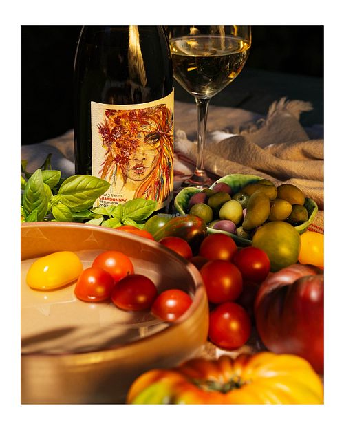 Atlas Swift - Wellington Chardonnay with seasonal tomato  at Atlas Swift in Franschhoek